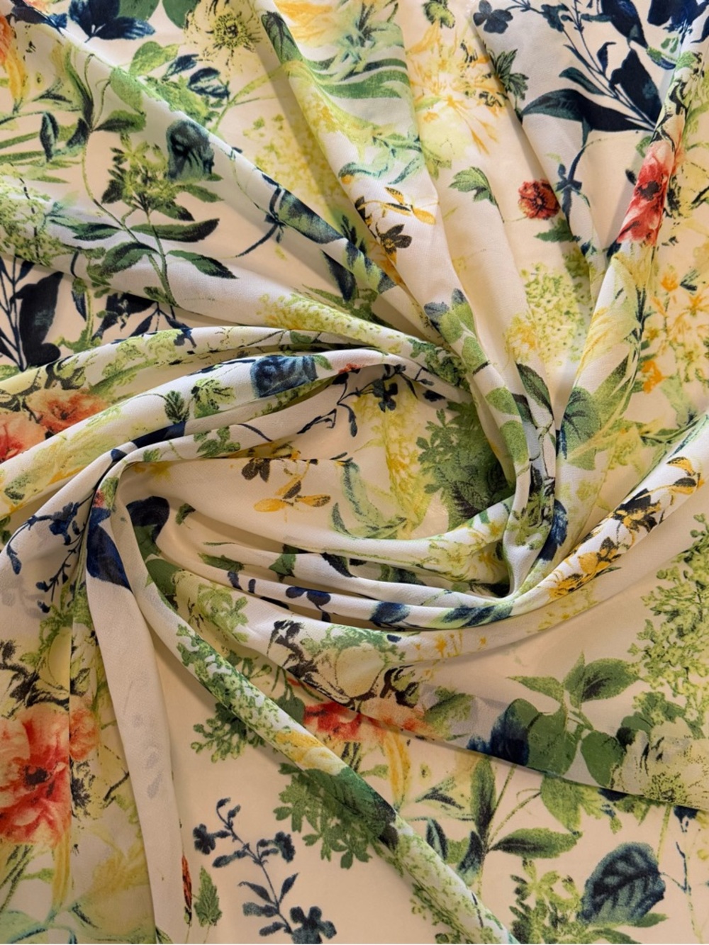 Floral Garden Print Lightweight Chiffon Georgette Fabric